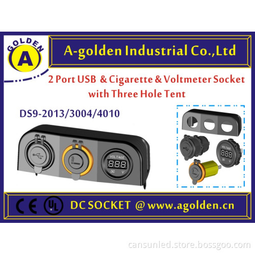 ac power socket AC socket DC socket with illuminated rocker switch with fuse
